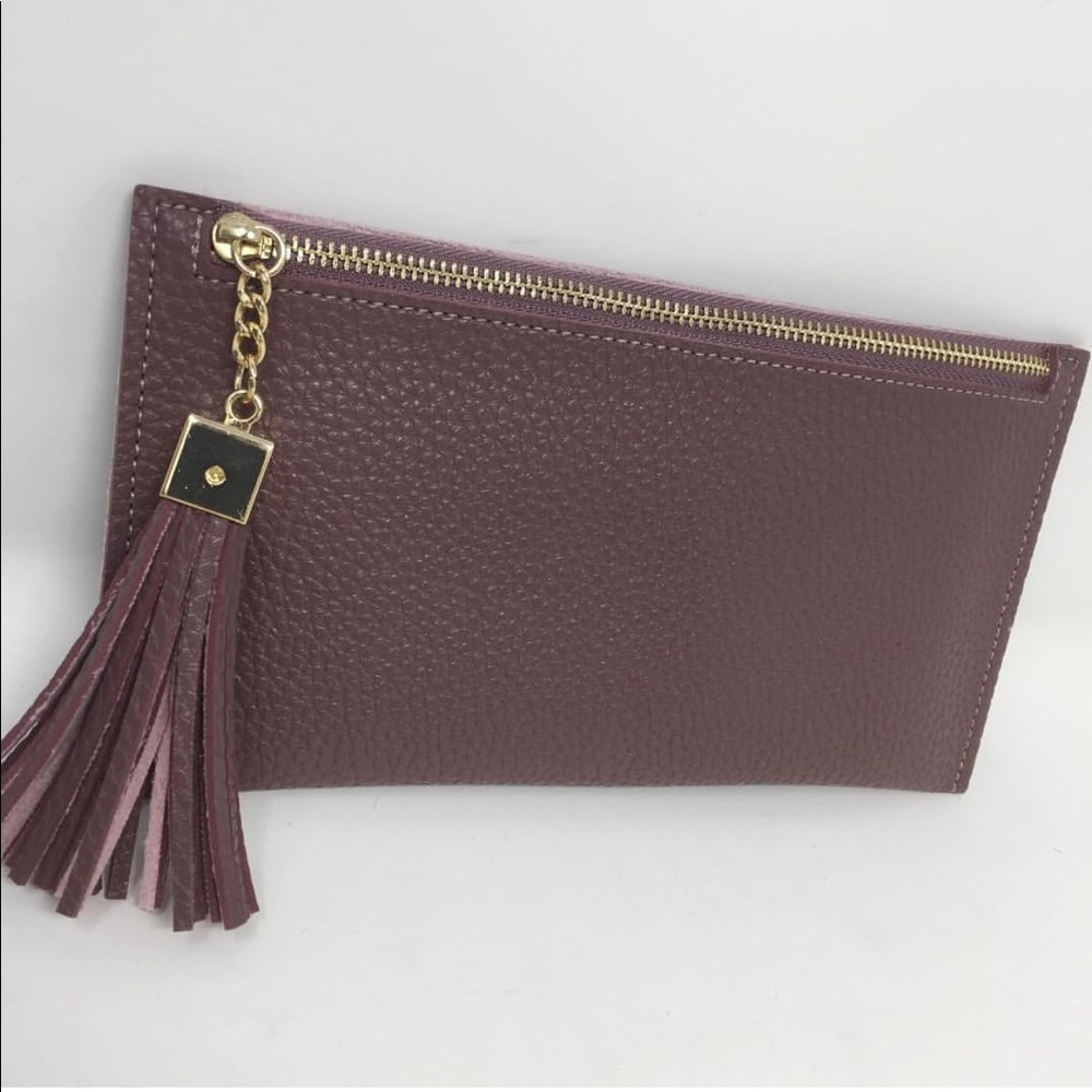 Purple Leather Mini Clutch Wallet